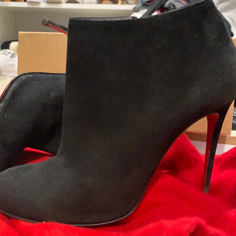 Louboutin black suede booties